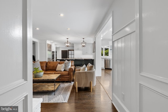661 Timber Ln, Devon, PA 19333 - living room with dark wood-type flooring and recessed lighting