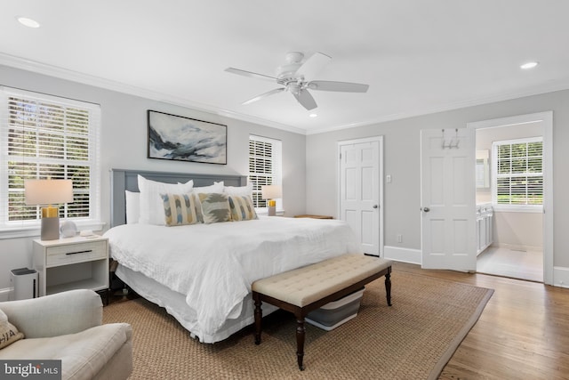 661 Timber Ln, Devon, PA 19333 - bedroom featuring crown molding, multiple windows, wood finished floors, recessed lighting, and baseboards