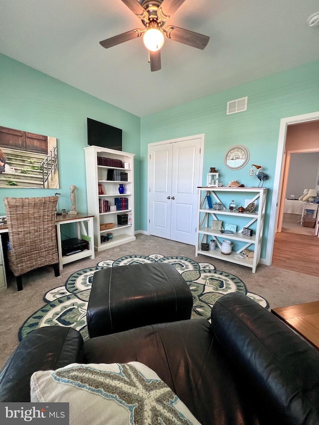 1143 Kayla Ln, Townsend, DE 19734 - living area with carpet flooring and ceiling fan
