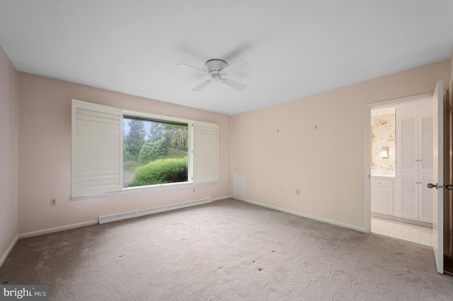 516 Merrimans Ln, Winchester, VA 22601 - carpeted spare room featuring a baseboard radiator and ceiling fan