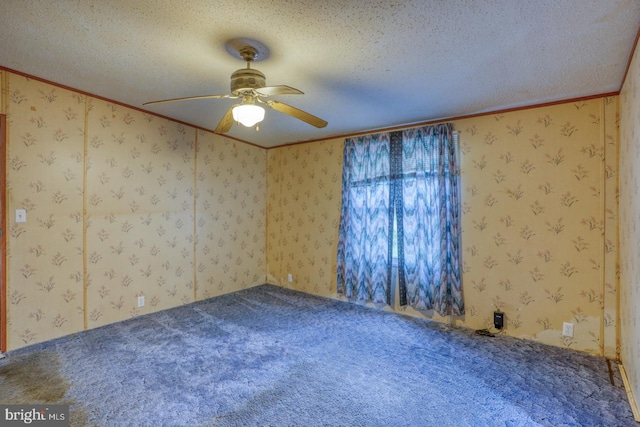 32588 Captains Way, Millsboro, DE 19966 - spare room featuring ceiling fan, carpet flooring, a textured ceiling, and ornamental molding