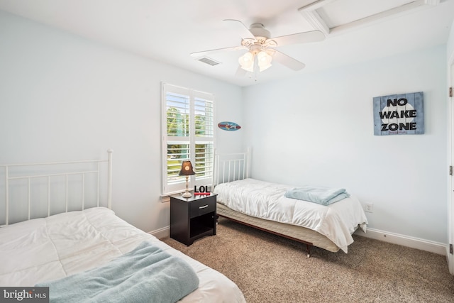 36769 E Pebble Beach Dr, Frankford, DE 19945 - bedroom featuring attic access, carpet floors, and ceiling fan