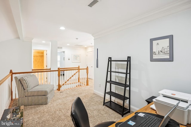 36769 E Pebble Beach Dr, Frankford, DE 19945 - carpeted office space with ornamental molding and recessed lighting