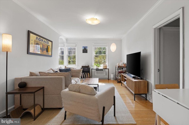 3028 Wisconsin Ave NW Unit 402, Washington, DC 20016 - living room with ornamental molding and light wood-style floors