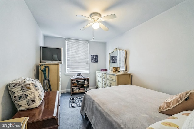 941 Fairfax Rd, Drexel Hill, PA 19026 - bedroom featuring dark colored carpet, a ceiling fan, and baseboards