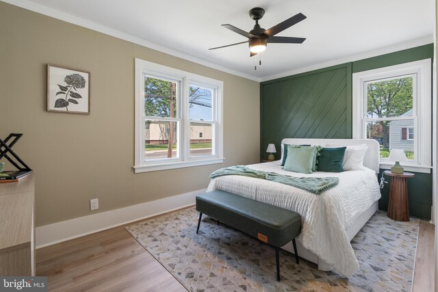 1224 W Mill St, Quakertown, PA 18951 - bedroom featuring crown molding, wood finished floors, baseboards, and a ceiling fan