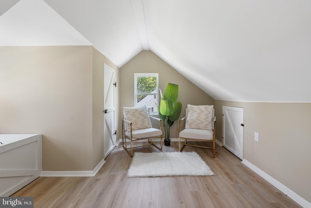 1224 W Mill St, Quakertown, PA 18951 - sitting room featuring light wood-type flooring, vaulted ceiling, and baseboards