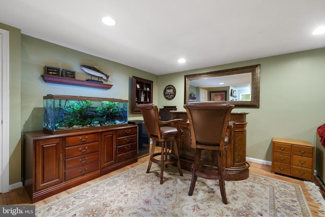 1024 Page Ct, Herndon, VA 20170 - indoor dry bar with light wood-style floors, recessed lighting, and baseboards