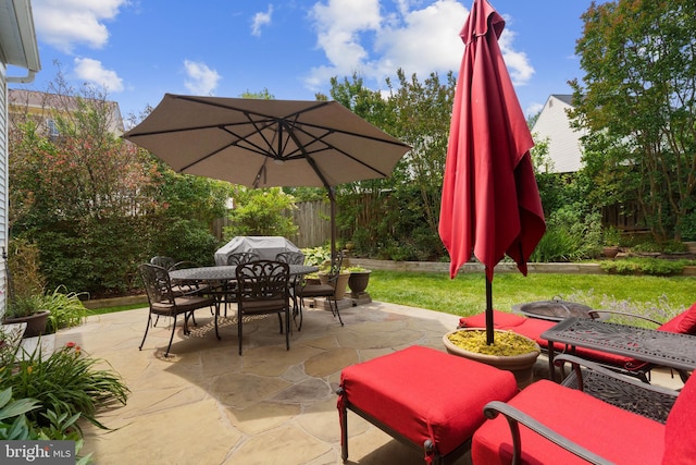 1024 Page Ct, Herndon, VA 20170 - fenced backyard featuring outdoor dining space, a patio area, and area for grilling