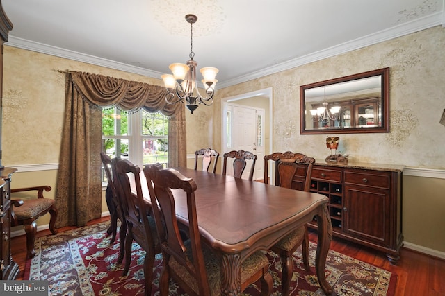 1024 Page Ct, Herndon, VA 20170 - dining room featuring a chandelier, dark wood finished floors, ornamental molding, and baseboards
