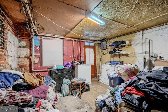 505 N Schroeder St, Baltimore, MD 21223 - basement featuring washer / clothes dryer, a garage, and electric panel