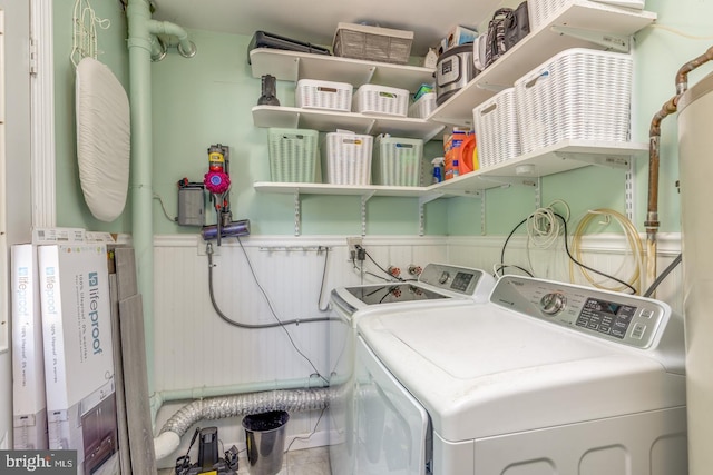 139 Shreve St, Mount Holly, NJ 08060 - laundry area with a wainscoted wall and washer and clothes dryer