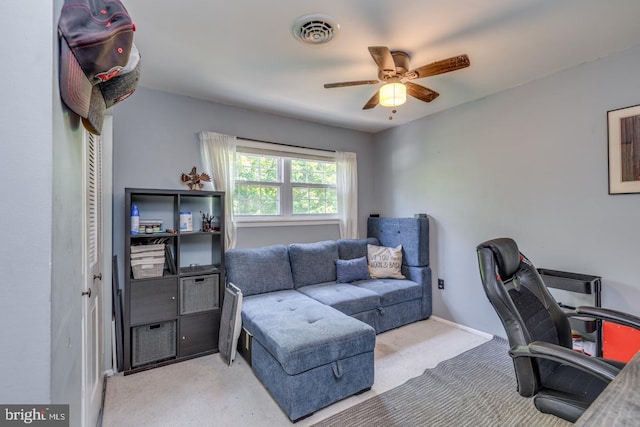 139 Shreve St, Mount Holly, NJ 08060 - office area with carpet, ceiling fan, and baseboards