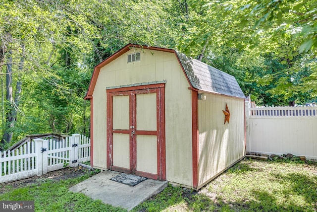 139 Shreve St, Mount Holly, NJ 08060 - view of shed with a fenced backyard and a gate