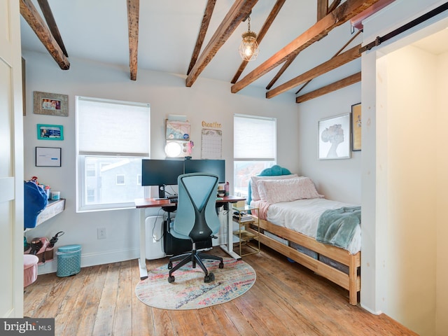 1510 N Leithgow St, Philadelphia, PA 19122 - bedroom featuring multiple windows, hardwood / wood-style floors, a desk, and baseboards