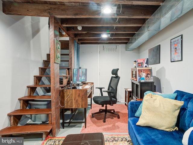 1510 N Leithgow St, Philadelphia, PA 19122 - finished basement featuring stairs and a desk