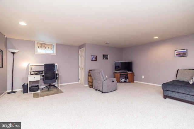1993 Ryans Run, Lansdale, PA 19446 - carpeted living area featuring a desk, baseboards, and recessed lighting