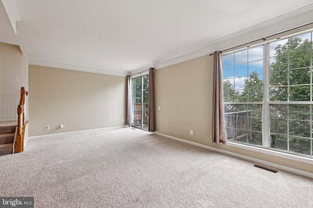 11793 Nates Pl, Woodbridge, VA 22192 - carpeted spare room with crown molding and stairs