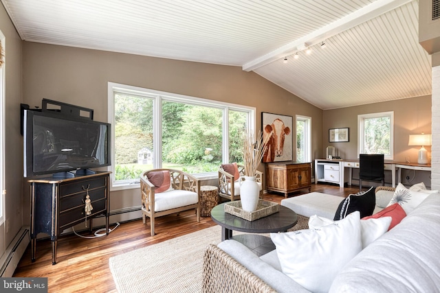 512 Piccadilly Rd, Baltimore, MD 21204 - living room with baseboard heating, wood finished floors, and plenty of natural light