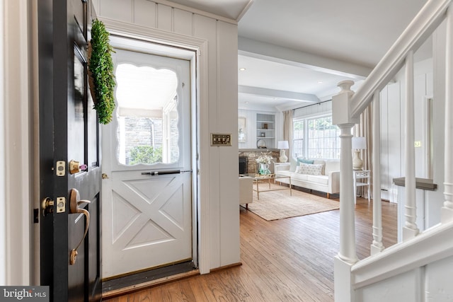 512 Piccadilly Rd, Baltimore, MD 21204 - foyer featuring light wood finished floors and beamed ceiling