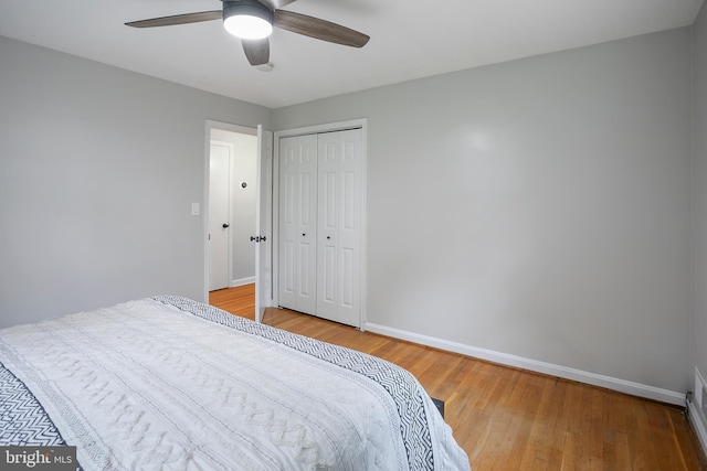 6001 Kroy Ct, Springfield, VA 22150 - bedroom with wood finished floors, a closet, and ceiling fan
