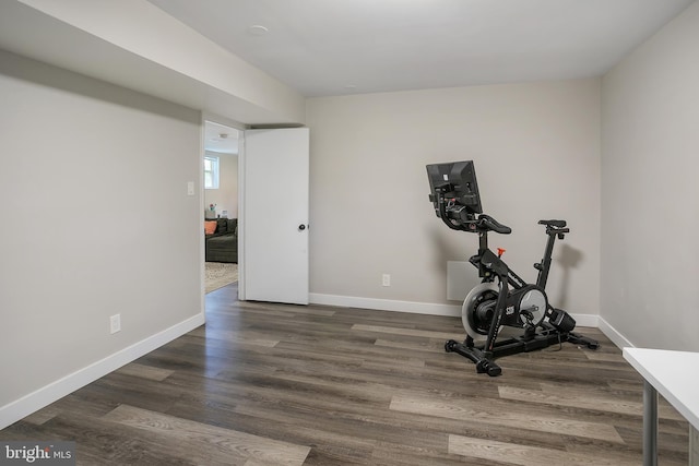 6001 Kroy Ct, Springfield, VA 22150 - workout area featuring dark wood-style floors
