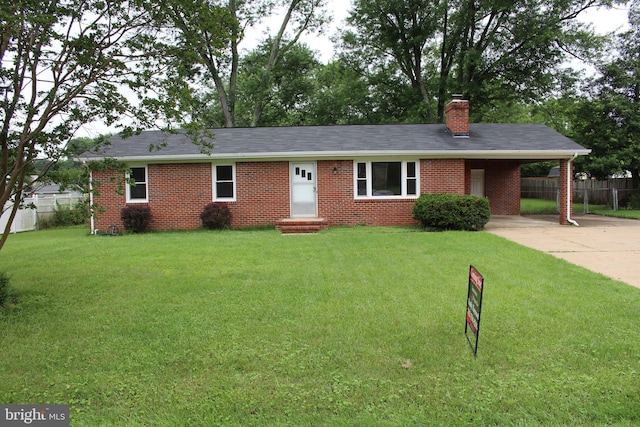 803 Grafton St, Fredericksburg, VA 22405 - single story home with entry steps, driveway, a chimney, a carport, and brick siding