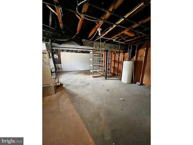 1045 S Bradford St, Dover, DE 19904 - unfinished basement featuring water heater and heating unit