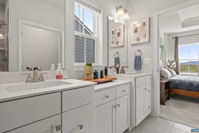 820 Swede St, Charlottesville, VA 22901 - full bathroom featuring double vanity, tile patterned floors, and ensuite bathroom