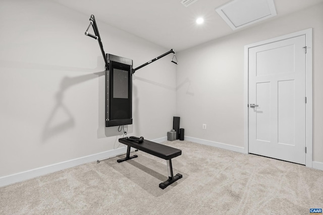 820 Swede St, Charlottesville, VA 22901 - exercise area featuring carpet, baseboards, and recessed lighting