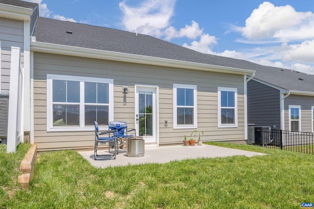 820 Swede St, Charlottesville, VA 22901 - back of property with a patio area, a shingled roof, and central air condition unit