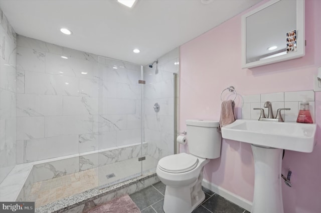 2174 E Oakdale St, Philadelphia, PA 19125 - full bath with a shower stall, tile patterned flooring, and recessed lighting