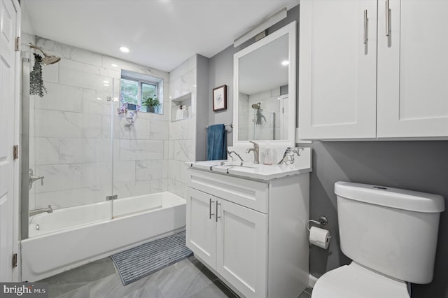 2174 E Oakdale St, Philadelphia, PA 19125 - full bathroom with vanity, marble look tile flooring, and bathing tub / shower combination