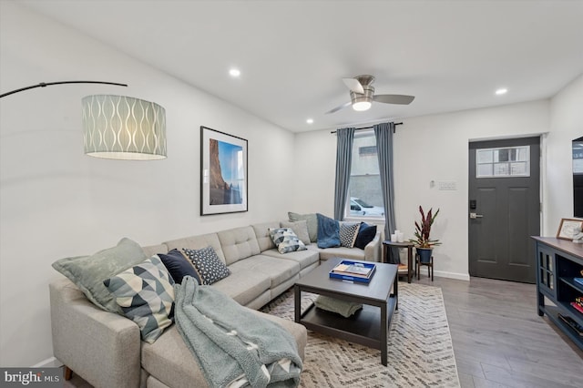 2174 E Oakdale St, Philadelphia, PA 19125 - living area with wood finished floors, recessed lighting, and ceiling fan