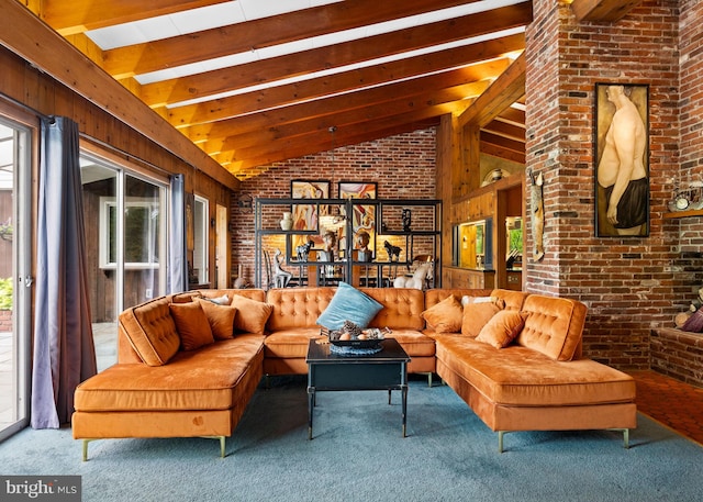 320 S Main St, Quakertown, PA 18951 - carpeted living area with brick wall and wooden walls