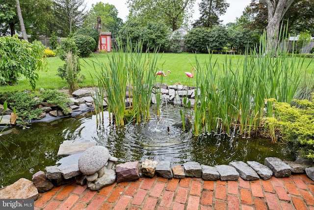 320 S Main St, Quakertown, PA 18951 - view of property's community with a garden pond and a storage shed