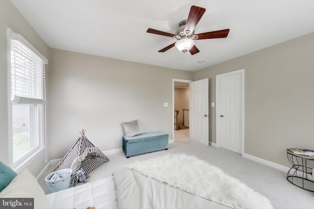 2177 S Glebe Rd, Arlington, VA 22204 - living area featuring baseboards, carpet floors, and ceiling fan