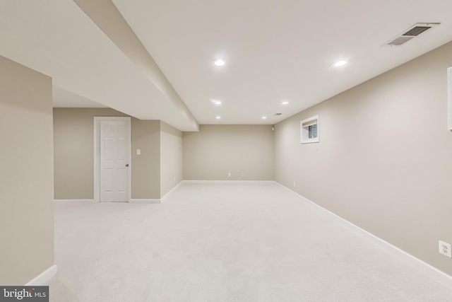2177 S Glebe Rd, Arlington, VA 22204 - finished below grade area with recessed lighting, baseboards, and light colored carpet