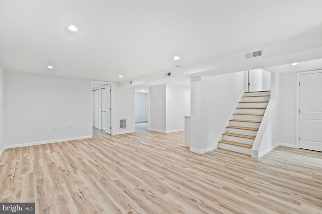 418 Belton Ct, Silver Spring, MD 20901 - finished basement featuring recessed lighting, light wood-style flooring, baseboards, and stairs