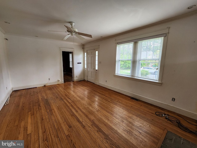 10 Nancy Rd, Wilmington, DE 19809 - spare room featuring ornamental molding, wood-type flooring, baseboards, and a ceiling fan