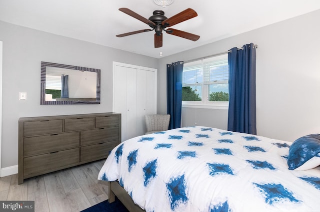44 Creek Rd, Newville, PA 17241 - bedroom with light wood finished floors, a closet, baseboards, and ceiling fan
