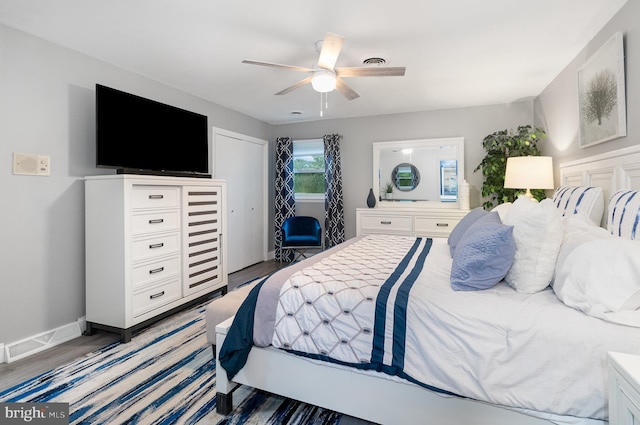 44 Creek Rd, Newville, PA 17241 - bedroom with light wood-type flooring, ceiling fan, baseboards, and a closet