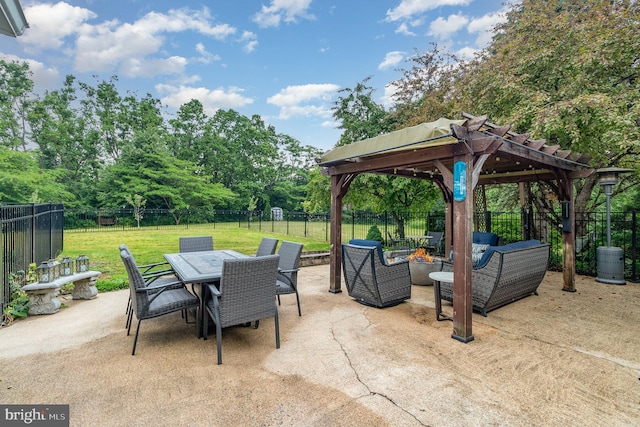 44 Creek Rd, Newville, PA 17241 - view of patio / terrace with outdoor dining area, a gazebo, and an outdoor living space with a fire pit