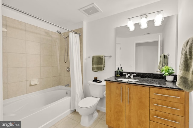 1021 N Garfield St Unit B37, Arlington, VA 22201 - bathroom featuring tile patterned flooring, toilet, shower / bathtub combination with curtain, and vanity