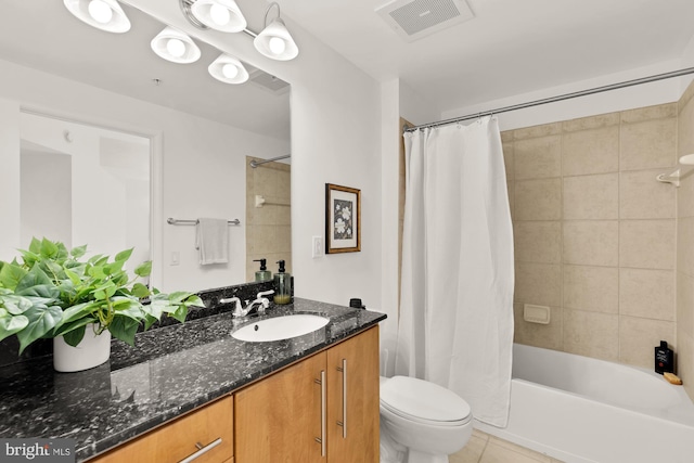 1021 N Garfield St Unit B37, Arlington, VA 22201 - full bathroom with vanity, toilet, tile patterned flooring, and shower / bathtub combination with curtain