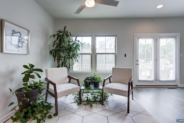 905 Flat Waters Ln, Charlottesville, VA 22911 - living area with plenty of natural light, baseboards, wood finished floors, ceiling fan, and recessed lighting