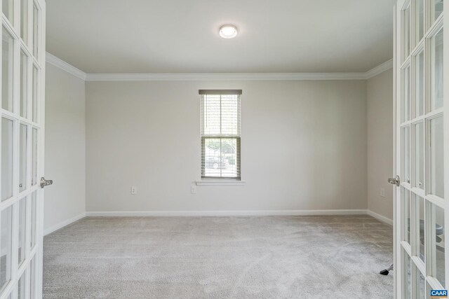 905 Flat Waters Ln, Charlottesville, VA 22911 - empty room with french doors, carpet flooring, ornamental molding, and baseboards