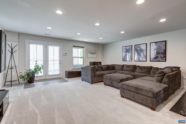 905 Flat Waters Ln, Charlottesville, VA 22911 - living room featuring light colored carpet, recessed lighting, and baseboards