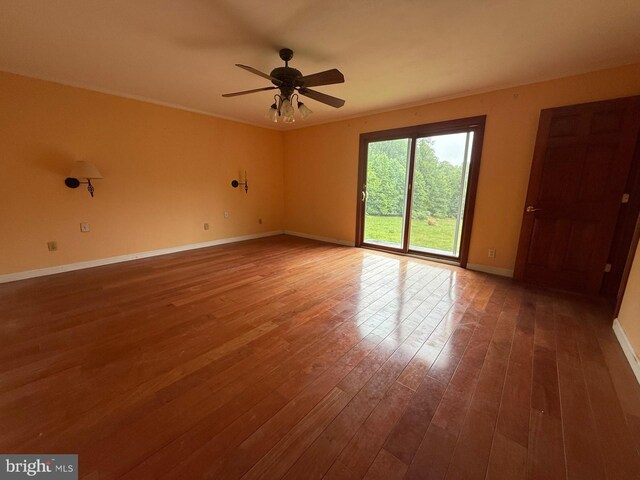 790 Hopewell Rd, Downingtown, PA 19335 - unfurnished room with baseboards, hardwood / wood-style flooring, and ceiling fan