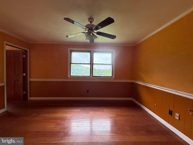 790 Hopewell Rd, Downingtown, PA 19335 - spare room featuring wood-type flooring, crown molding, ceiling fan, and baseboards